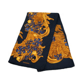 シャネル ヴィンテージ ココマーク ロゴ スカーフ ネイビー ゴールド シルク レディース CHANEL 【中古】