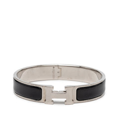 エルメス クリックH GM エナメルブレスレット バングル シルバー ブラック メタル レディース HERMES 【中古】