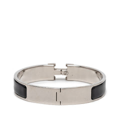 エルメス クリックH GM エナメルブレスレット バングル シルバー ブラック メタル レディース HERMES 【中古】