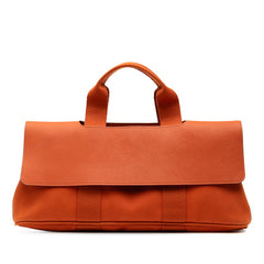 エルメス ヴァルパライソ ロングMM ハンドバッグ オレンジ トワルシェブロン レザー レディース HERMES 【中古】