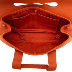 エルメス ヴァルパライソ ロングMM ハンドバッグ オレンジ トワルシェブロン レザー レディース HERMES 【中古】