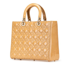 ディオール カナージュ レディディオール ラージ ハンドバッグ ショルダーバッグ 2WAY ベージュ パテントレザー レディース Dior 【中古】