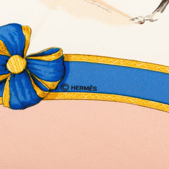 エルメス カレ90 ECOLE FRANCAISE D'EQUITATION フランス国立乗馬学校 スカーフ ピンク ホワイト シルク レディース HERMES 【中古】