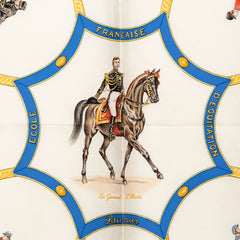 エルメス カレ90 ECOLE FRANCAISE D'EQUITATION フランス国立乗馬学校 スカーフ ピンク ホワイト シルク レディース HERMES 【中古】