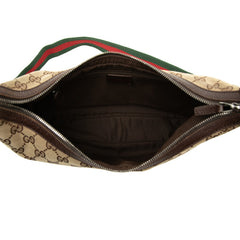 グッチ GGキャンバス シェリーライン 斜め掛け ショルダーバッグ 122790 ベージュ ブラウン キャンバス レザー レディース GUCCI 中古