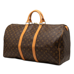 ルイ ヴィトン モノグラム キーポル55 ボストンバッグ トラベルバッグ M41424 ブラウン PVC レザー レディース LOUIS VUITTON 【中古】