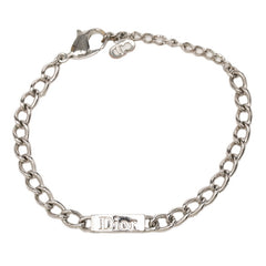 ディオール ロゴ チェーン ブレスレット シルバー メタル レディース Dior 中古