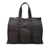 エルメス エールライン トートGM ハンドバッグ トートバッグ ブラック グレー キャンバス レディース HERMES 【中古】