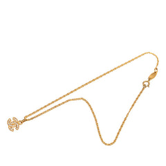 シャネル ココマーク ペンダント ネックレス ゴールド ラインストーン メッキ GP レディース CHANEL 【中古】