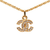 シャネル ココマーク ペンダント ネックレス ゴールド ラインストーン メッキ GP レディース CHANEL 【中古】