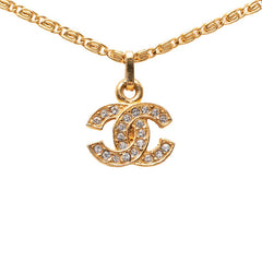シャネル ココマーク ペンダント ネックレス ゴールド ラインストーン メッキ GP レディース CHANEL 【中古】