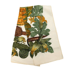エルメス カレ90 CITROUILLES ET COLOQUINTES かぼちゃとひょうたん スカーフ 大判スカーフ グリーン系 シルク レディース HERMES 中古