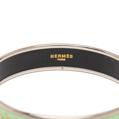 エルメス エマイユMM 七宝焼き 月 星 モチーフ バングル シルバー グリーン メタル レディース HERMES 【中古】