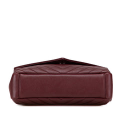 サンローラン YSLロゴ カレッジバッグ ハンドバッグ ショルダーバッグ 2WAY ワインレッド シルバー レザー レディース SAINT LAURENT 【中古】