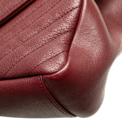 サンローラン YSLロゴ カレッジバッグ ハンドバッグ ショルダーバッグ 2WAY ワインレッド シルバー レザー レディース SAINT LAURENT 【中古】