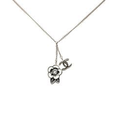 シャネル ココマーク カメリア 花 モチーフ ネックレス 05P シルバー ブラック ホワイト メタル レディース CHANEL 中古