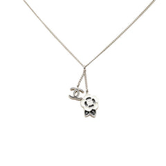 シャネル ココマーク カメリア 花 モチーフ ネックレス 05P シルバー ブラック ホワイト メタル レディース CHANEL 中古