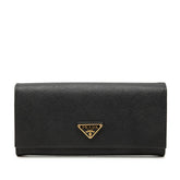 プラダ 三角ロゴプレート 二つ折り 長財布 1MH132 ブラック サフィアーノレザー レディース PRADA 中古
