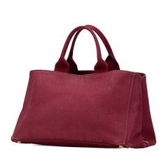 プラダ カナパL トートバッグ ハンドバッグ ボルドー ワインレッド キャンバス レディース PRADA 【中古】
