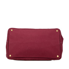プラダ カナパL トートバッグ ハンドバッグ ボルドー ワインレッド キャンバス レディース PRADA 【中古】
