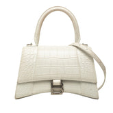 バレンシアガ アワーグラス スモール ハンドバッグ ショルダーバッグ 2WAY 型押し 593546 ホワイト レザー レディース BALENCIAGA 中古