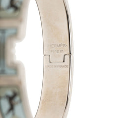 エルメス クリッククラックPM クリックH 騎馬 ホース バングル ベージュ シルバー ブルー メタル エナメル レディース HERMES 【中古】