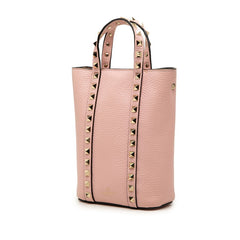 ヴァレンチノ ロックスタッズ チェーン ミニ ハンドバッグ ショルダーバッグ 2WAY ピンク ゴールド レザー レディース Valentino 中古