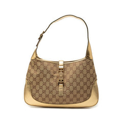 グッチ ジャッキー ワンショルダーバッグ ホーボーバッグ 0013306 ゴールド レザー キャンバス レディース GUCCI 【中古】