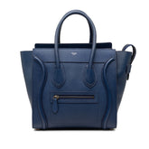 セリーヌ ラゲージ マイクロショッパー ハンドバッグ トートバッグ ネイビー レザー レディース CELINE 【中古】