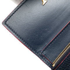 ルイ ヴィトン ポルトフォイユ カプシーヌ 三つ折り財布 M63741 ネイビー マリーヌルージュ トリヨンレザー レディース LOUIS VUITTON 【中古】