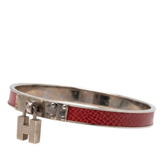 エルメス ケリーバングル カデナ モチーフ バングル シルバー レッド メタル レザー レディース HERMES 【中古】