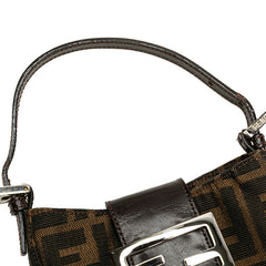 フェンディ ズッカ ミニ クロワッサン ハンドバッグ ポーチ 25673 ブラウン キャンバス レザー レディース FENDI 【中古】