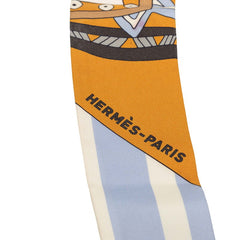 エルメス ツイリー Le Jardin de la Maharani マハラニの庭 スカーフ 新タグ ブラウン マルチカラー シルク レディース HERMES 【中古】