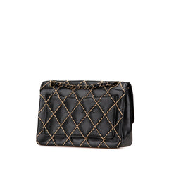 シャネル ココマーク ワイルドステッチ チェーン ショルダーバッグ ブラック ラムスキン レディース CHANEL 【中古】