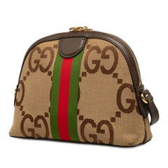 グッチ オフィディア ジャンボGG 斜め掛けショルダーバッグ 499621 ブラウン キャンバス レザー レディース GUCCI 中古