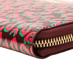 ルイ ヴィトン モノグラム ヴェルニ レオパード ジッピーウォレット 長財布 ラウンドファスナー M91477 ルージュフォーヴィスト パテントレザー レディース LOUIS VUITTON 【中古】