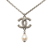 シャネル ココマーク ネックレス シルバー メタル フェイクパール ラインストーン レディース CHANEL 中古