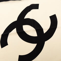 シャネル ココマーク バイカラー スカーフ ホワイト ブラック シルク レディース CHANEL 【中古】