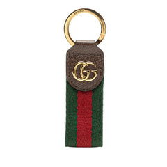グッチ オフィディア シェリーライン キーリング 479292 ブラウン ゴールド レザー キャンバス メンズ GUCCI 【中古】
