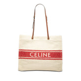 セリーヌ ホリゾンタル カバ トートバッグ ショルダーバッグ アイボリー レッド レザー テキスタイル レディース CELINE 【中古】