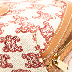 セリーヌ トリオンフ チェーン ショルダーバッグ ベージュ ブラウン キャンバス レザー レディース CELINE 【中古】