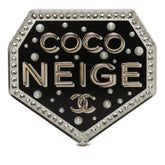 シャネル ココマーク COCO NEIGE エンブレム ブローチ D18B刻印 ブラック プラスチック ラインストーン レディース CHANEL 【中古】
