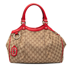グッチ GGキャンバス スーキー トートバッグ 211944 ベージュ レッド キャンバス レザー レディース GUCCI 【中古】