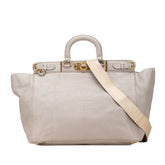 プラダ ロゴ ハンドバッグ ショルダーバッグ 2WAY グレー レザー レディース PRADA 【中古】