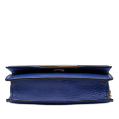フェンディ FFロゴ 斜め掛け チェーン ウォレット ショルダーバッグ フラップ 8M0346 ブルー レザー レディース FENDI 【中古】