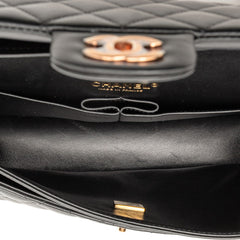 シャネル マトラッセ25 ココマーク Wフラップ チェーン ショルダーバッグ 1112 ブラック ピンクゴールド金具 ラムスキン レディース CHANEL 【中古】