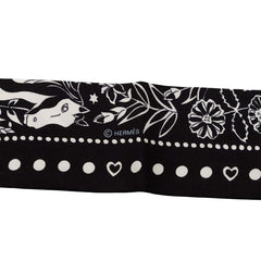 エルメス ツイリー Entre Ciel et mer Bandana 空と海の間 スカーフ ブラック シルク レディース HERMES 【中古】