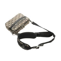 ディオール オブリーク メッセンジャーバッグ ショルダーバッグ ベージュ ブラック キャンバス レザー レディース Dior 【中古】