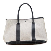 エルメス ガーデンパーティPM ハンドバッグ エクリュ ブラック トワルアッシュ レザー レディース HERMES 【中古】