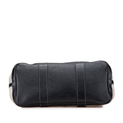 エルメス ガーデンパーティPM ハンドバッグ エクリュ ブラック トワルアッシュ レザー レディース HERMES 【中古】